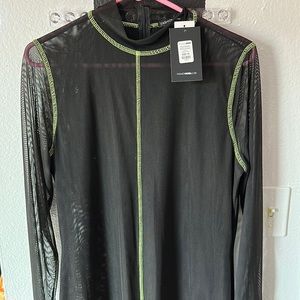 Fashion, nova-  Mesh, black/neon green romper- Size: 1XL